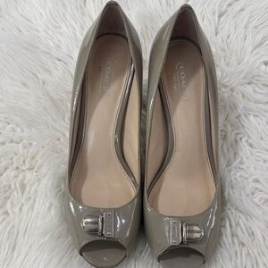 Coach Women's Taupe Peep Toe Heels Size 8B